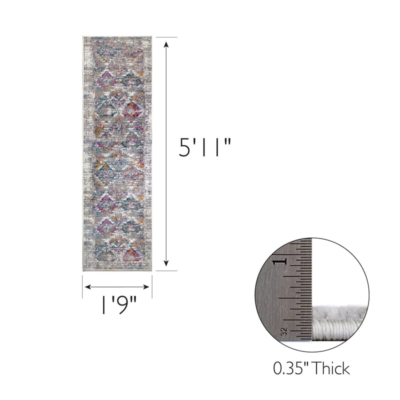 596155 Calian Vintage Patchwork Boho Chic Faded Area Rug Runner 1'9