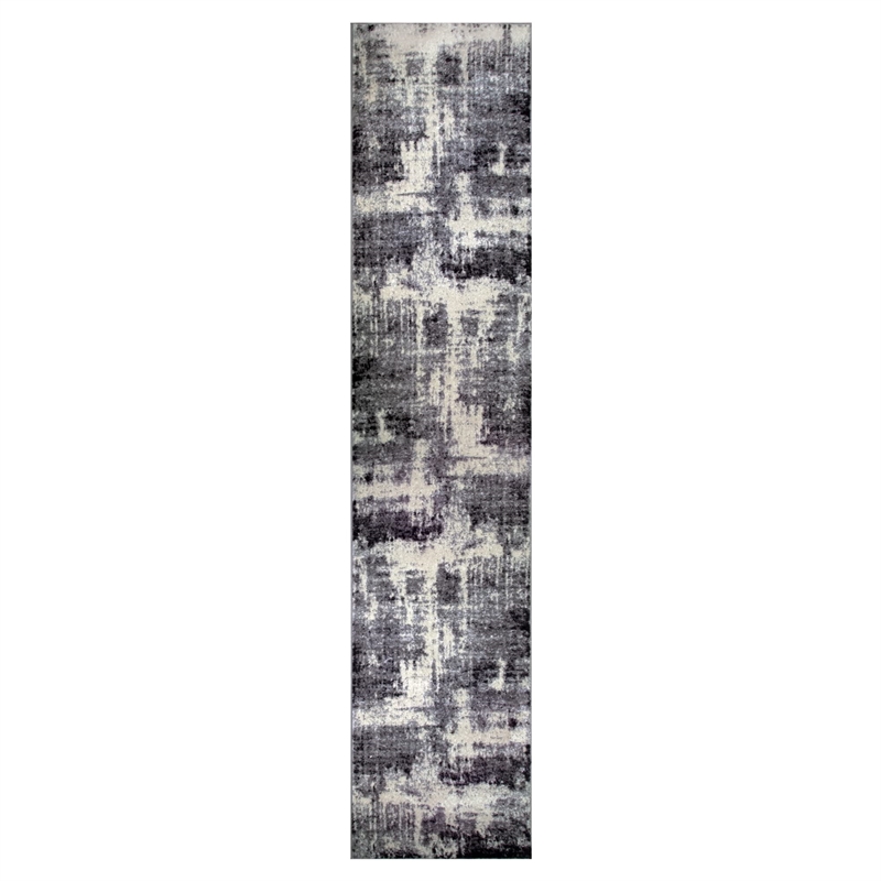 596353 Allerick Vintage Monochromatic Abstract Gray Area Rug Runner 2'2