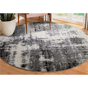 596379 Allerick Vintage Monochromatic Abstract Gray Area Rug 5'3&quot Round