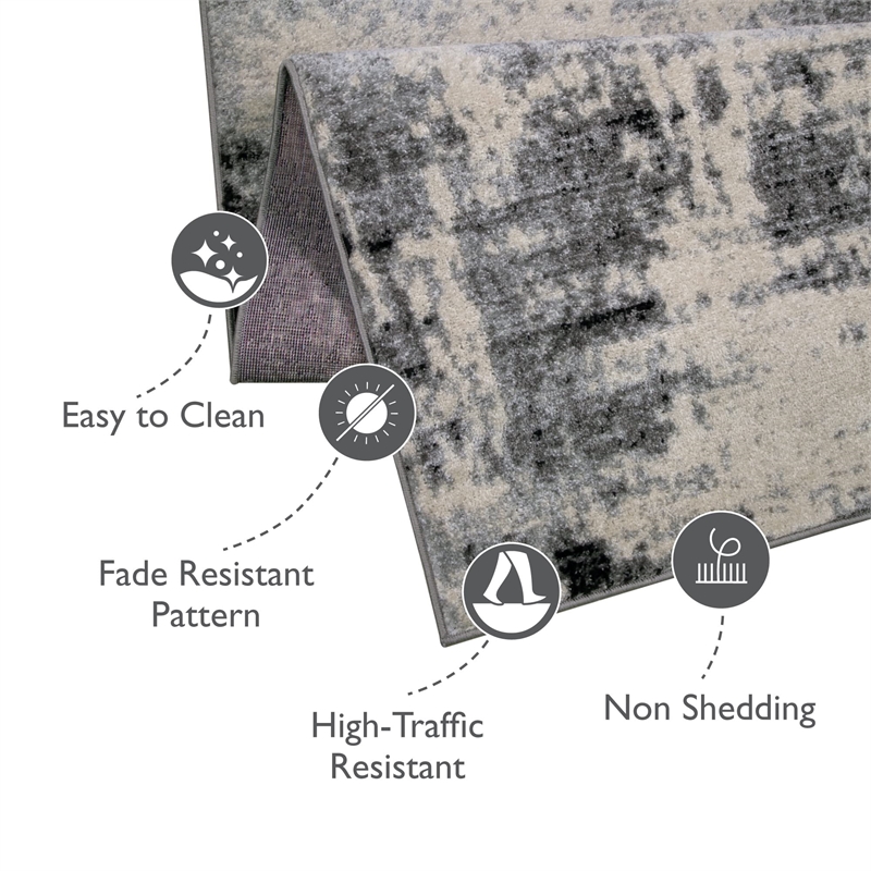 596387 Allerick Vintage Monochromatic Abstract Gray Area Rug Rectangle 5'3