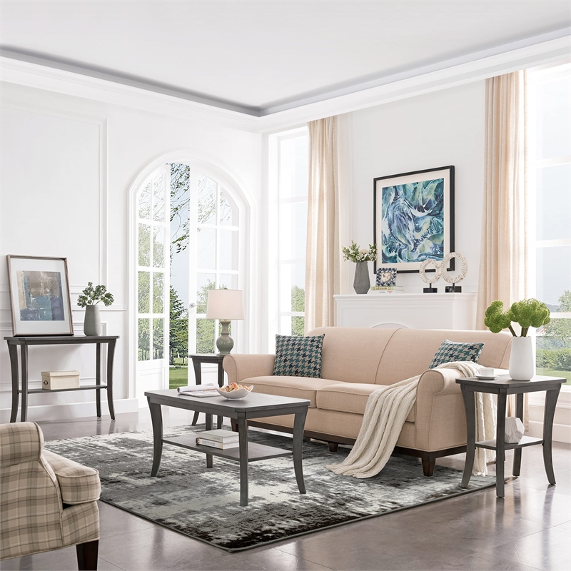 596387 Allerick Vintage Monochromatic Abstract Gray Area Rug Rectangle 5'3