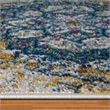 596411 Vienne Vintage Faded Medallion Ivory and Navy Area Rug Runner 1'9