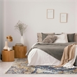 596460 Vienne Vintage Faded Medallion Ivory and Navy Area Rug 5'3