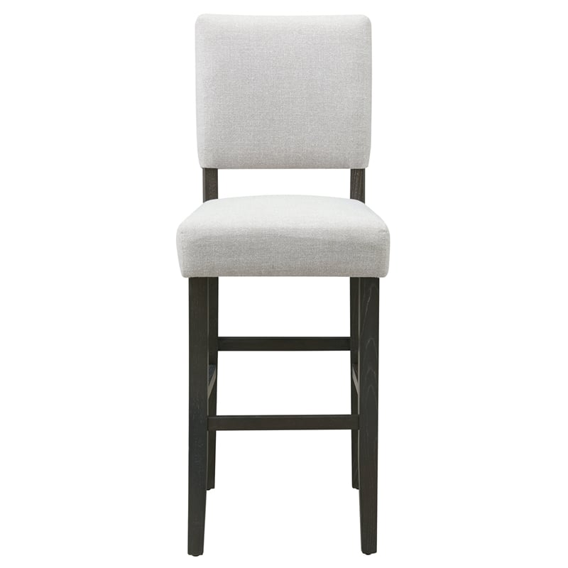 Leick Wood Upholstered Back Bar Stool Set in Gray Washed Blackbean