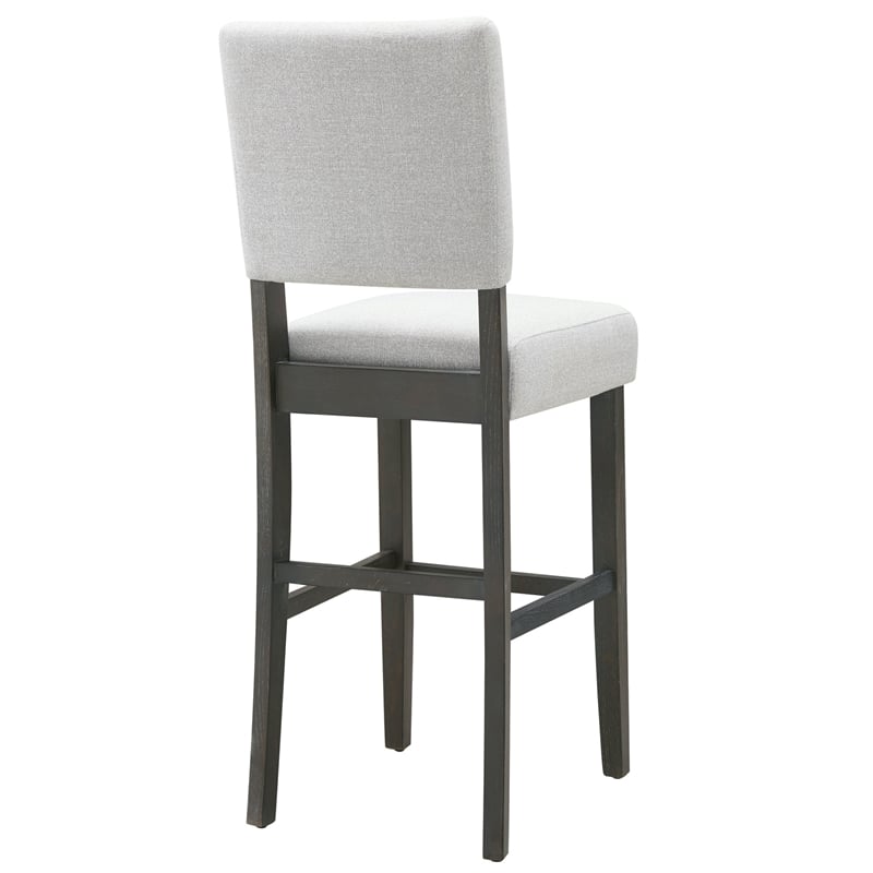 Leick Wood Upholstered Back Bar Stool Set in Gray Washed Blackbean
