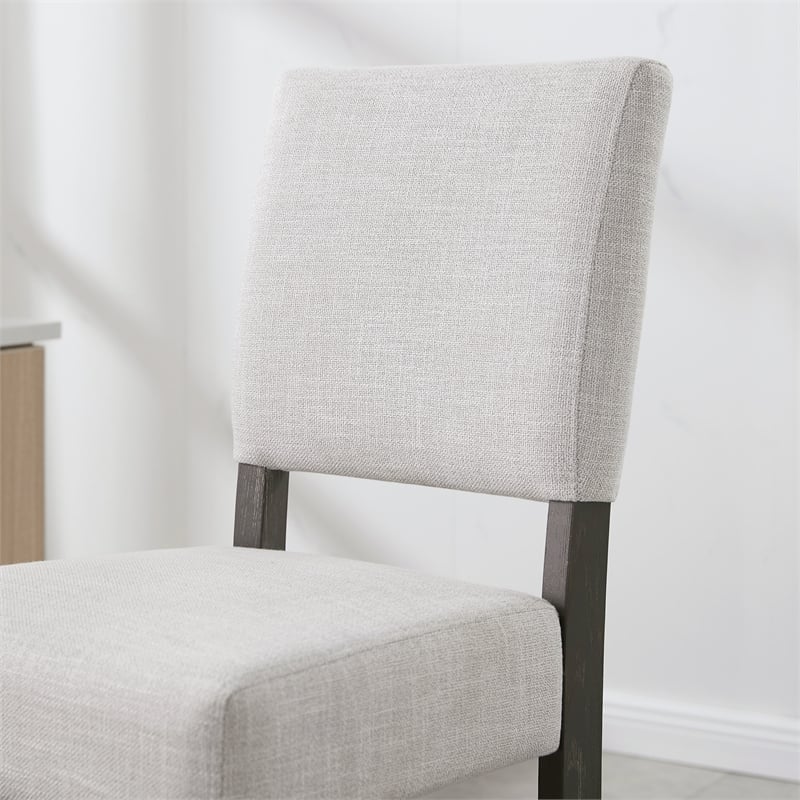 Leick Wood Upholstered Back Bar Stool Set in Gray Washed Blackbean
