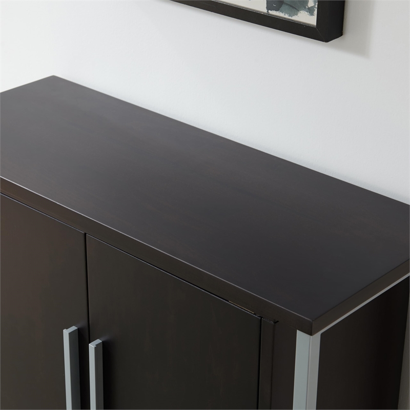 10140-BLKNK Talia Foyer Cabinet with Adjustable Shelf in Black/Satin Nickel