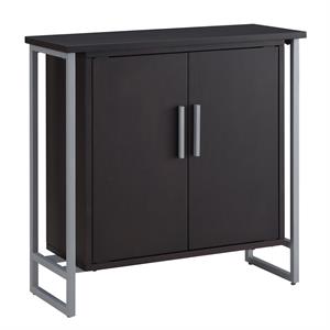 10140-blknk talia foyer cabinet with adjustable shelf in black/satin nickel