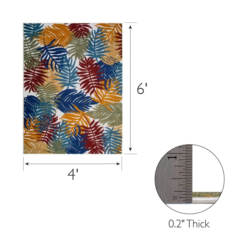 Leick Home 595181 Talipot Palm Indoor Outdoor Area Rug Rectangle 4'x6'
