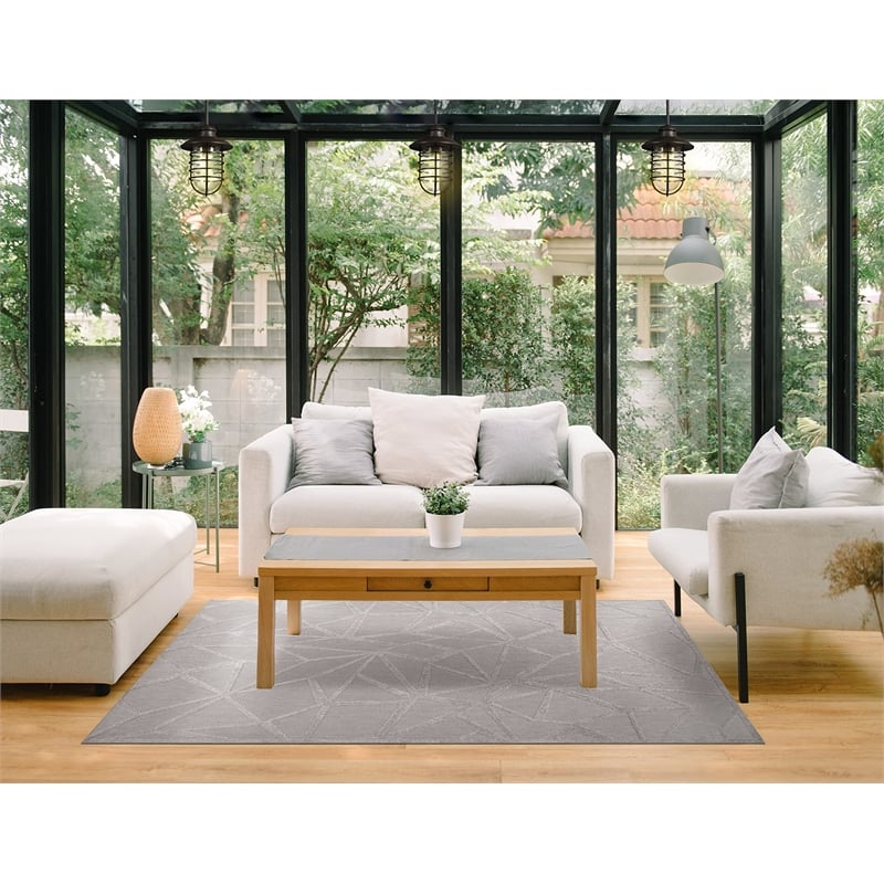 Leick Home 595744 Vennor Geometric Indoor Outdoor Area Rug Rectangle 6'7