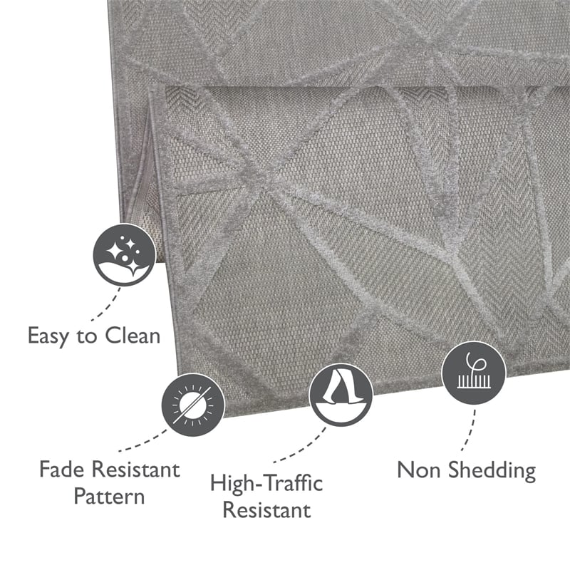 Leick Home 595744 Vennor Geometric Indoor Outdoor Area Rug Rectangle 6'7