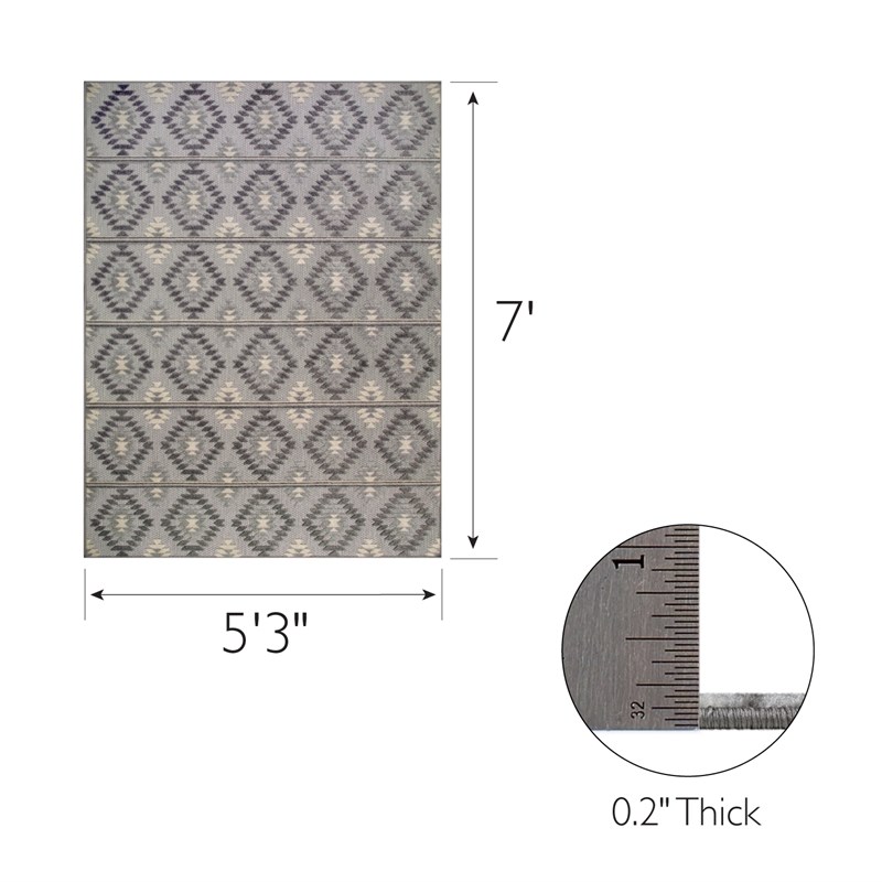 Leick Home 595470 Cirrido Southwestern Indoor Outdoor Area Rug Rectangle 5'3