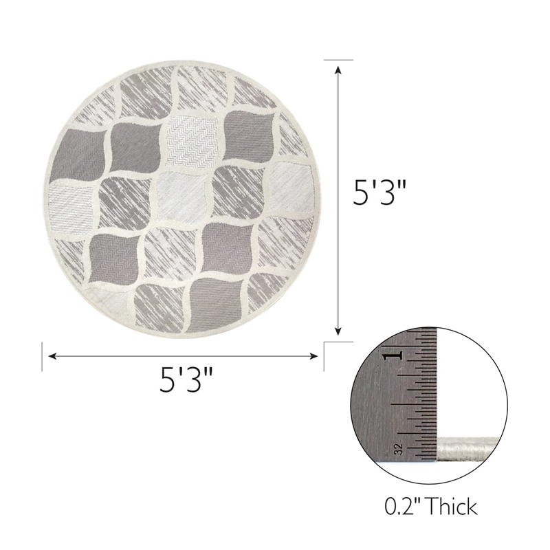 Leick Home 596585 Laurus Quatrefoil Indoor Outdoor Area Rug Round 5'3