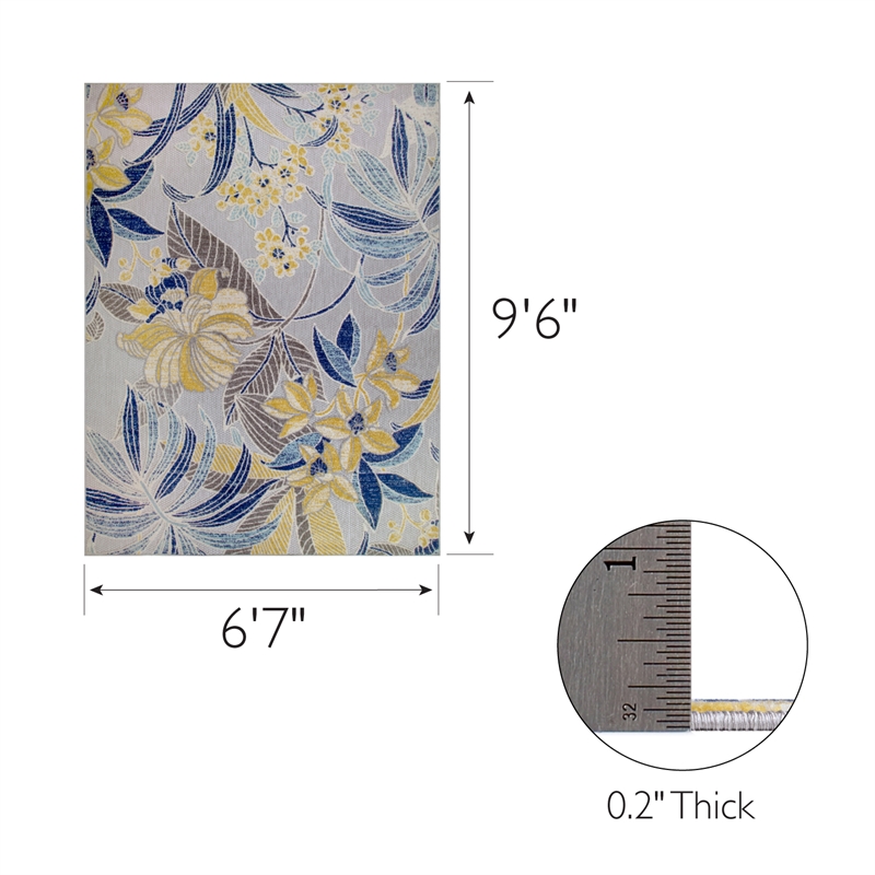 Leick Home 595280 Song Floral Indoor Outdoor Area Rug Rectangle 6'7