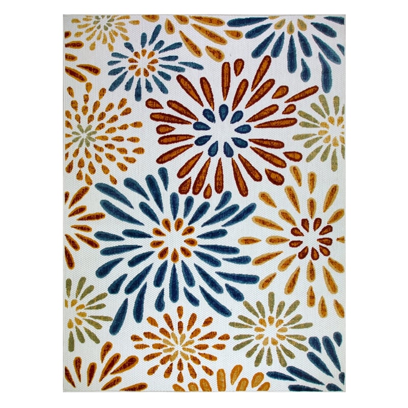 Leick Home 595405 Beam Flower Indoor Outdoor Area Rug Rectangle 5'3
