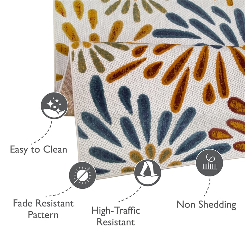 Leick Home 595405 Beam Flower Indoor Outdoor Area Rug Rectangle 5'3