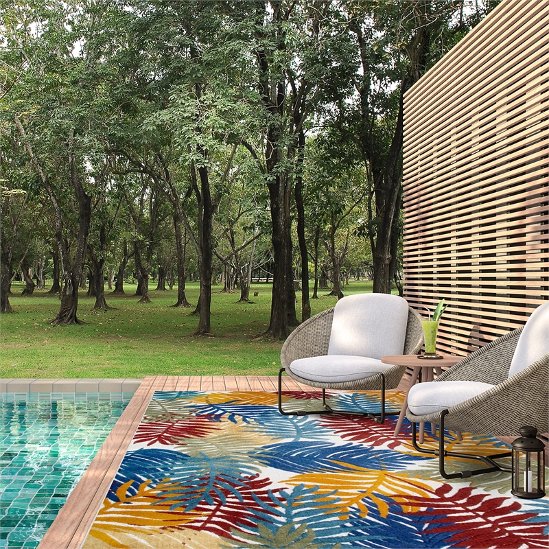 Leick Home 595223 Talipot Palm Indoor Outdoor Area Rug Rectangle 7'10