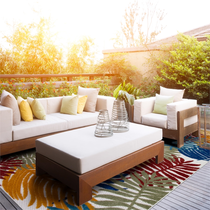 Leick Home 595223 Talipot Palm Indoor Outdoor Area Rug Rectangle 7'10