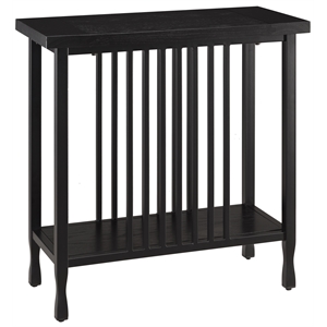 leick home 11205-bk ironcraft narrow chairside table with shelf - black wash