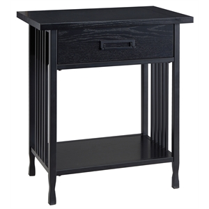 leick home 11222-bk ironcraft one drawer nightstand side table - black wash