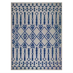 leick home 594937 cusp gray with blue indoor outdoor area rug 3'x5'