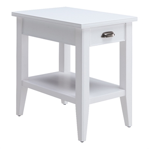 Leick Home 10506-WT Laurent Chairside Table with Drawer and Display Shelf-White