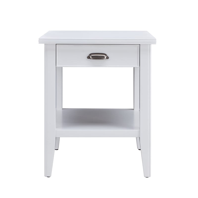 Leick Home 10507-WT Laurent End Table with Drawer and Display Shelf-White