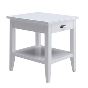 Leick Home 10507-WT Laurent End Table with Drawer and Display Shelf-White