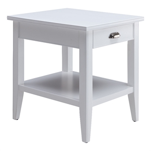 leick home 10507-wt laurent end table with drawer and display shelf-white