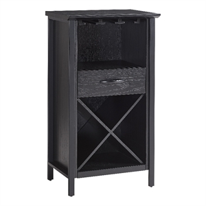 leick home 9500-bk leah mini bar cabinet for stemware and bottle storage