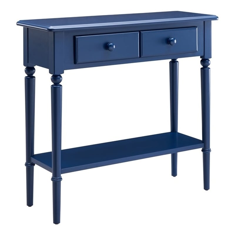 LEICK HOME Coastal Hall Console Wooden Table with Drawer Storage - Navy Blue