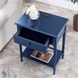 Leick Home Coastal Nightstand Side Table with AC/USB Charger-Navy Blue
