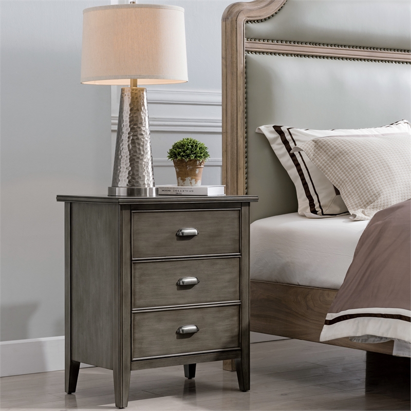 Leick Home Laurent Traditional Wood Nightstand in Gray (Set of 2)