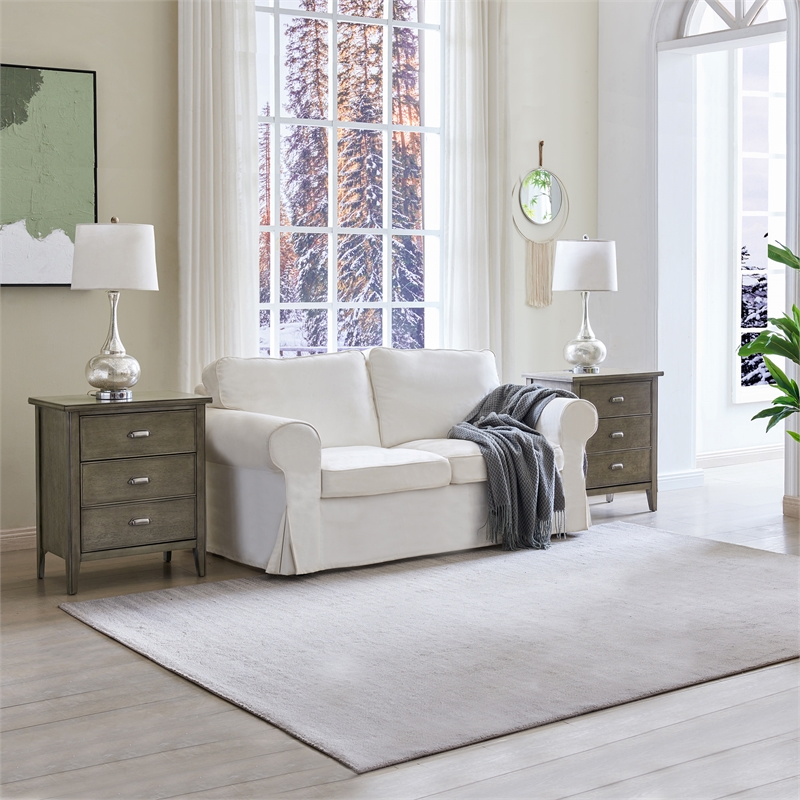 Leick Home Laurent Traditional Wood Nightstand in Gray (Set of 2)