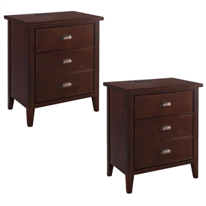 Leick Home Laurent Traditional Wood Nightstand in Chocolate (Set of 2)