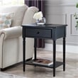 Leick Home Coastal Traditional Wood Nightstand in Black (Set of 2)