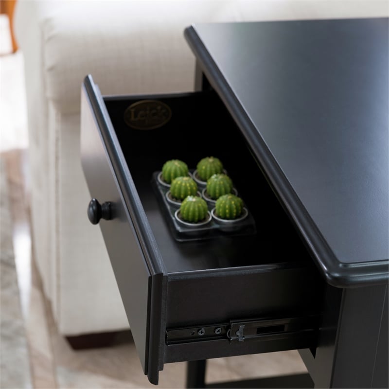 Leick Home Coastal Traditional Wood Nightstand in Black (Set of 2)