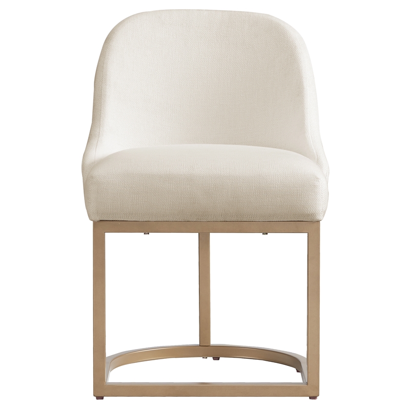 Leick Home Barrelback Metal Dining Chair in White/Gold (Set of 2)