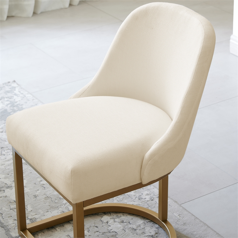 Leick Home Barrelback Metal Dining Chair in White/Gold (Set of 2)