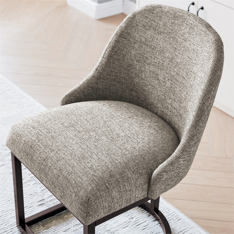 Leick Home Barrelback Metal Dining Chair in Gray/Espresso (Set of 2)