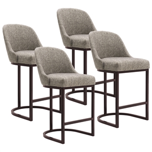 Barrelback Counter Stool w/ Gray Seat & Espresso Metal Base-Set of 4