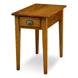 leick furniture bin pull chairside wood end table in candleglow brown finish