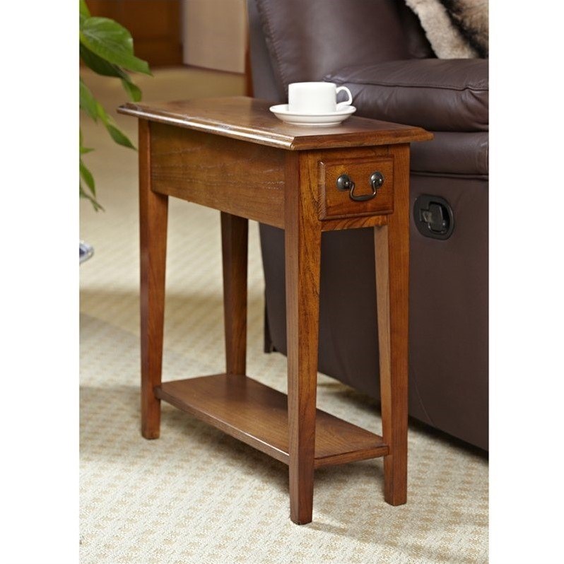 Leick Furniture Chairside Wood End Table in Medium Oak Finish Cymax Business