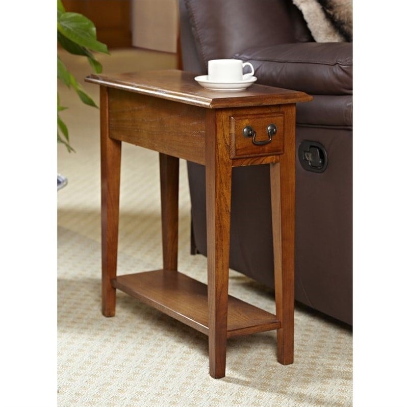 Leick Furniture Chairside End Table In Medium Oak Finish 9017 Med