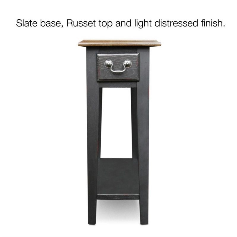 Leick Furniture Chairside Wood End Table in Slate Black Finish