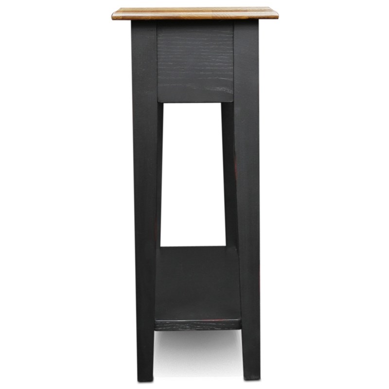 Leick Furniture Chairside Wood End Table in Slate Black Finish