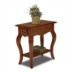 leick furniture wood chairside end table in brown cherry finish