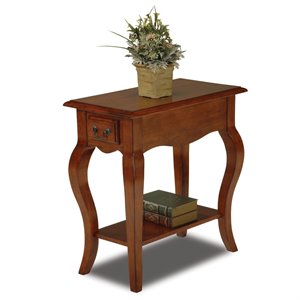 leick furniture chairside end table in brown cherry finish