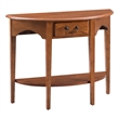 Leick Furniture Wood Demilune Console Table in Medium Oak Finish