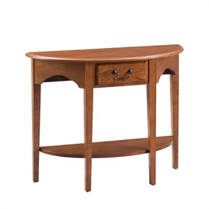 Leick Furniture Wood Demilune Console Table in Medium Oak Finish